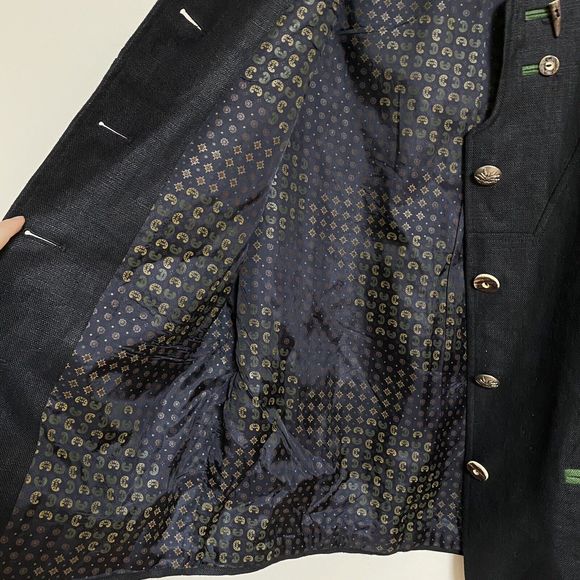 H Moser Linen Blazer Jacket Size 36 Mode Aus‎ Salzburg Austrian Antler Edelweiss - Picture 7 of 12